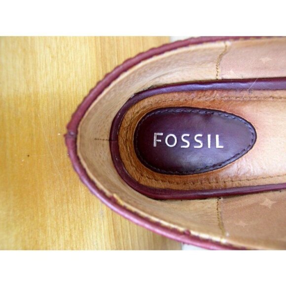 Fossil Maddox Flats Cordovan Red Tooled Leather - Picture 7 of 7